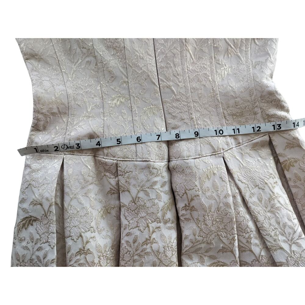 Teri Jon by Rickie Freedman Metallic Jacquard Pleated Cocktail Midi Dress Size 2 - Picture 11 of 13